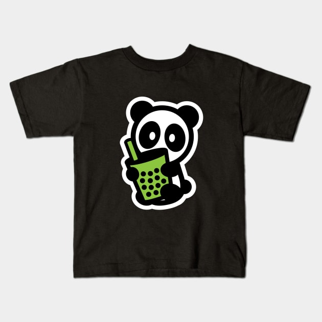 Matcha Boba Tea Panda Kids T-Shirt by Bambu